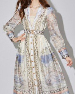 벨트세트 - 세바스찬 에스닉 패턴 엘레강스 롱자켓 원피스