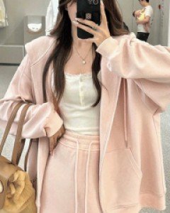 Set - 루드리 박시 집업 후드 스커트 트레이닝 세트