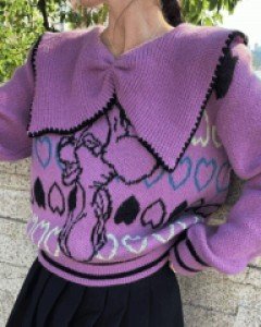 디제오 퍼플 빅카라 러블리 페미닌 니트