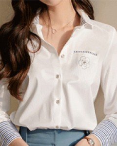 [루이스엔젤] 경쾌한 배색 스판 스트라이프 셔츠 블라우스 vol.5