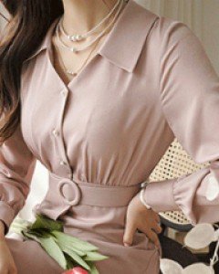 마들렌 진주버튼 벨트세트 플레어원피스