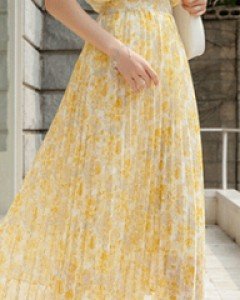 살랑살랑 사랑스러운 걸음걸음 쉬폰 플리츠 롱 스커트