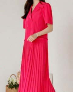 세일러 카라 플리츠 롱원피스