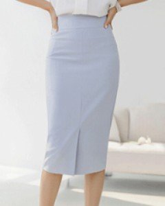 단아한 무드의 맵시 슬림 실루엣 스판6 트임 H라인 미디 스커트
