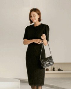 골드 자바라 포인트 숄더셔링 원피스