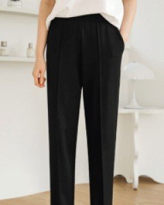 심플리 밴딩 트임 세미 스트레이트 팬츠