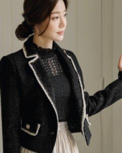 [루이스엔젤] 부티크 펄 트위드 카라 자켓