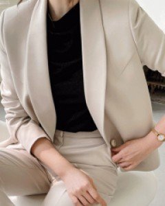 [루이스엔젤] 컨템포러리 숄카라 원버튼 크롭 자켓