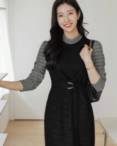 (한정수량) [루이스엔젤] 시티 브리즈 D링 벨트 SET 미디 원피스