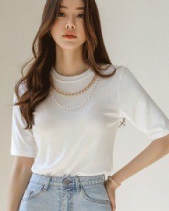 세이즈 진주 체인 네클리스 티셔츠
