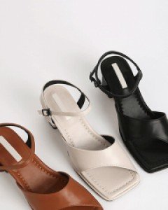 댄시크 언발 사선 미들 샌들 힐