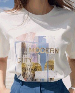 [루이스엔젤] 모던시티 금박나염 반팔 티셔츠