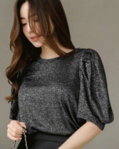 (한정수량) [루이스엔젤] 스타일리쉬 글리터 퍼프소매 티 블라우스