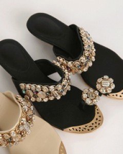 골든 엣지 에스닉 쥬얼 웨지 샌들