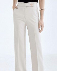 뉴트 골드 버튼 비조 포인트 세미 와이드 슬랙스