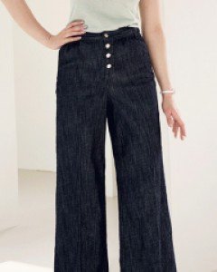 버튼 썸머 린넨 래직기 데님 팬츠