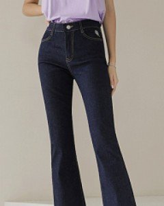 센슈얼 포켓 스티치 자수 부츠컷 코튼 데님 팬츠