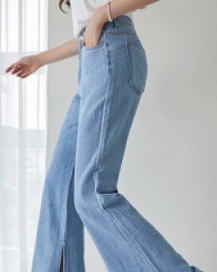 밑단 안쪽 트임 마데님 와이드 부츠컷 팬츠