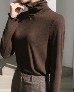 [루이스엔젤] 보드레 러플 골지 폴라 티셔츠