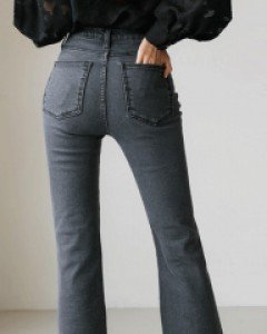 루틴 흑청 롱 슬림 부츠컷 팬츠