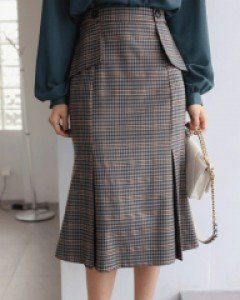[루이스엔젤] 체크 머메이드 디바이디드 포켓 스커트