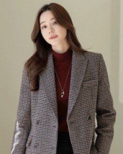 [루이스엔젤] 로데트 울 블렌딩 하운드 체크 테일러드 더블 재킷