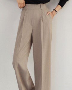 링 디테일 원핀턱 일자 와이드 슬렉스