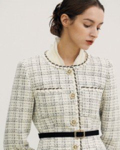 [루이스엔젤] 페니 울 블렌드 벨티드 트위드 재킷