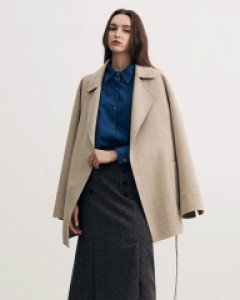 [Theonme] 마르에 핀탁 더블버튼 헤링본 스커트