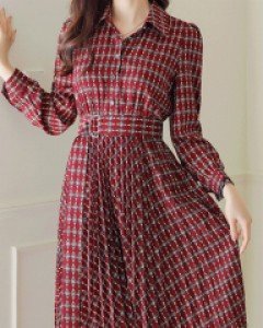 [루이스엔젤] 마리에 에스닉 플리츠 벨티드 드레스