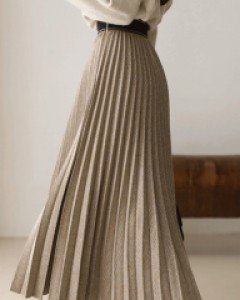 [루이스엔젤] 토이프 헤링본 배색라인 밴딩 플리츠 스커트