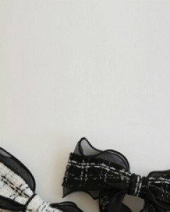 [QoG] 골프 트위드 배색 왕리본 헤어핀