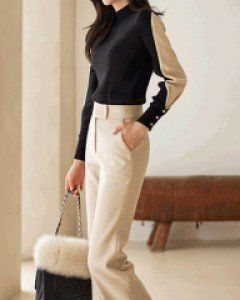 크렘쇼 도톰 포근 슬림 일자 슬랙스