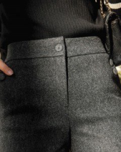 카니아 울 블렌드 버튼 포인트 3부 팬츠