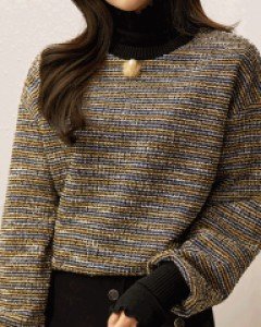 레이츠 잔잔 골지 물결 폴라 티셔츠