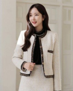 [루이스엔젤] 로에프 배색 트위드라인 펄링 트위드 자켓