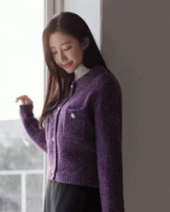 로뎀버 울 보카시 진주 버튼 가디건
