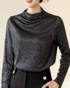 [루이스엔젤] 오벨르 메탈펄링 반하이넥 드레이프 티셔츠