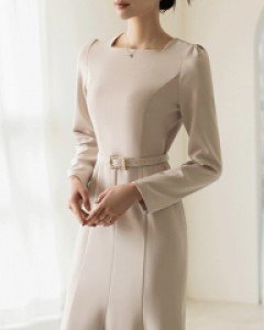 델로브 스퀘어넥 벨트SET 머메이드 원피스