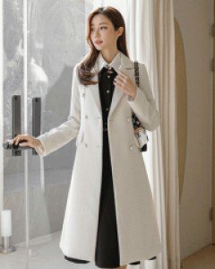 이니아 진주 벨트SET 트위드 더블 롱 자켓