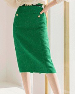 [루이스엔젤] 벤트로 쥬얼리버튼 H라인 펜슬 트위드 스커트