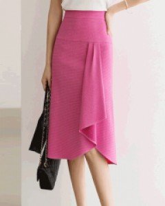 [루이스엔젤] 핑크글로리 엘레강스 무드 언발 셔링 L라인 스커트