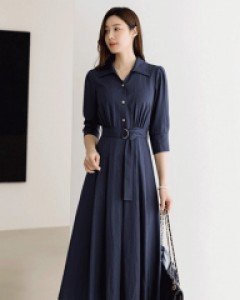 (한정수량)[루이스엔젤] 프렌치시크 무드 벨티드 A라인 플레어 원피스