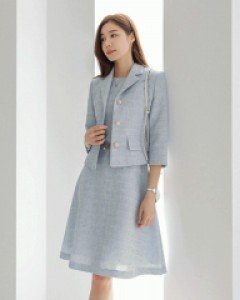 [루이스엔젤] 카엔디 포멀라인 골드쥬얼리 7부 슬라브 트위드 자켓