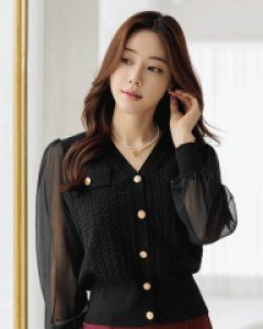 블랑슈 실크블렌딩 꽈배기 스카시 니트 블라우스