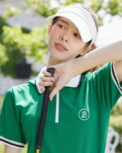 [QoG] 골프 배색 B로고 지퍼카라 반팔 티셔츠_3color