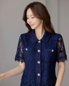 로데브 시스루 레이스 은장 블라우스 자켓