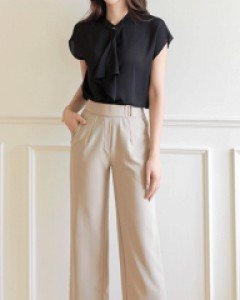 쿨러시 사이드 버클 뒷밴딩 차르르 8부 와이드 슬랙스