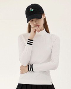 [QoG] 골프 슬림 골지 배색소매 반목 티셔츠