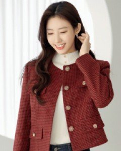 [루이스엔젤] 타에블 울40% 헤링본 체크 라인 세미크롭 자켓